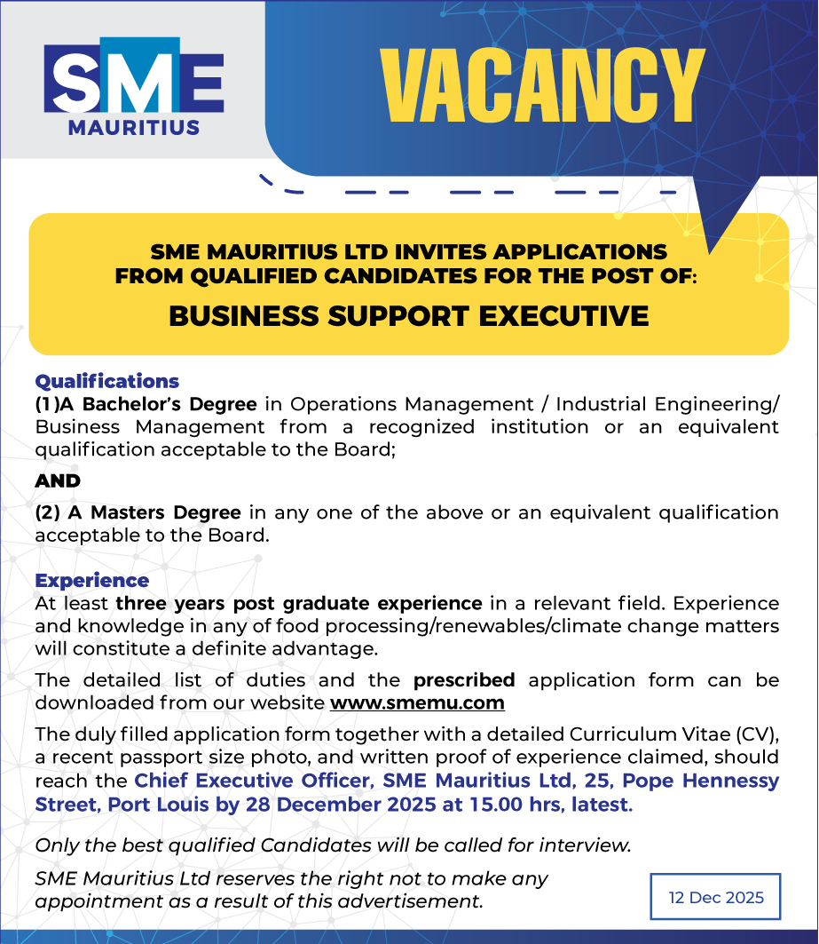 SME Mauritius Job Vacancy